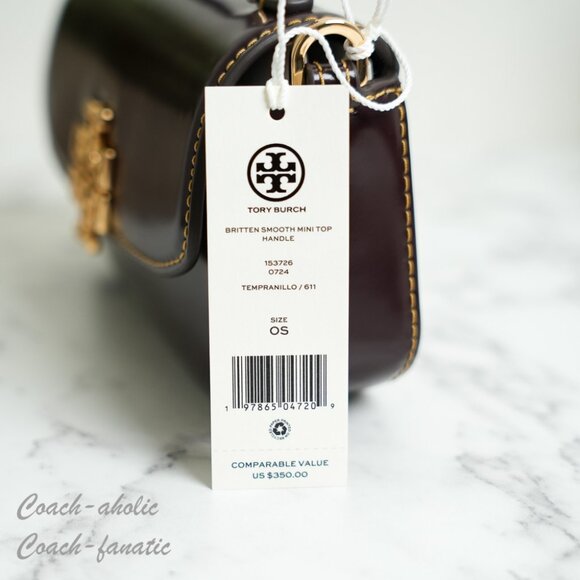 Tory Burch Britten Mini Top Handle Crossbody 153726 Tempranillo NWT - Picture 3 of 11